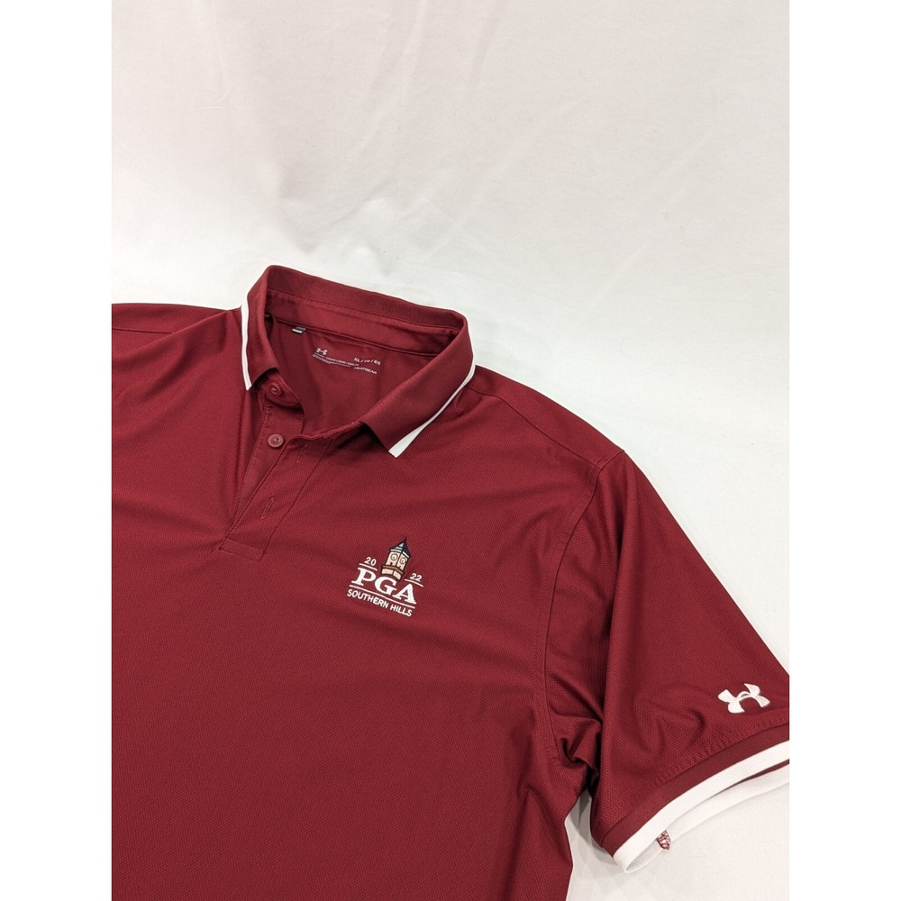 Under Armour Shirt Mens XL PGA Polo Maroon PGA 2022 Southern Hills Excellent
